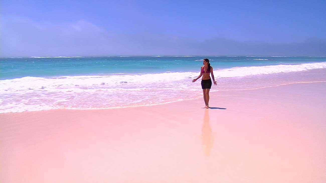 Розовый пляж на острове Харбор, Багамы.