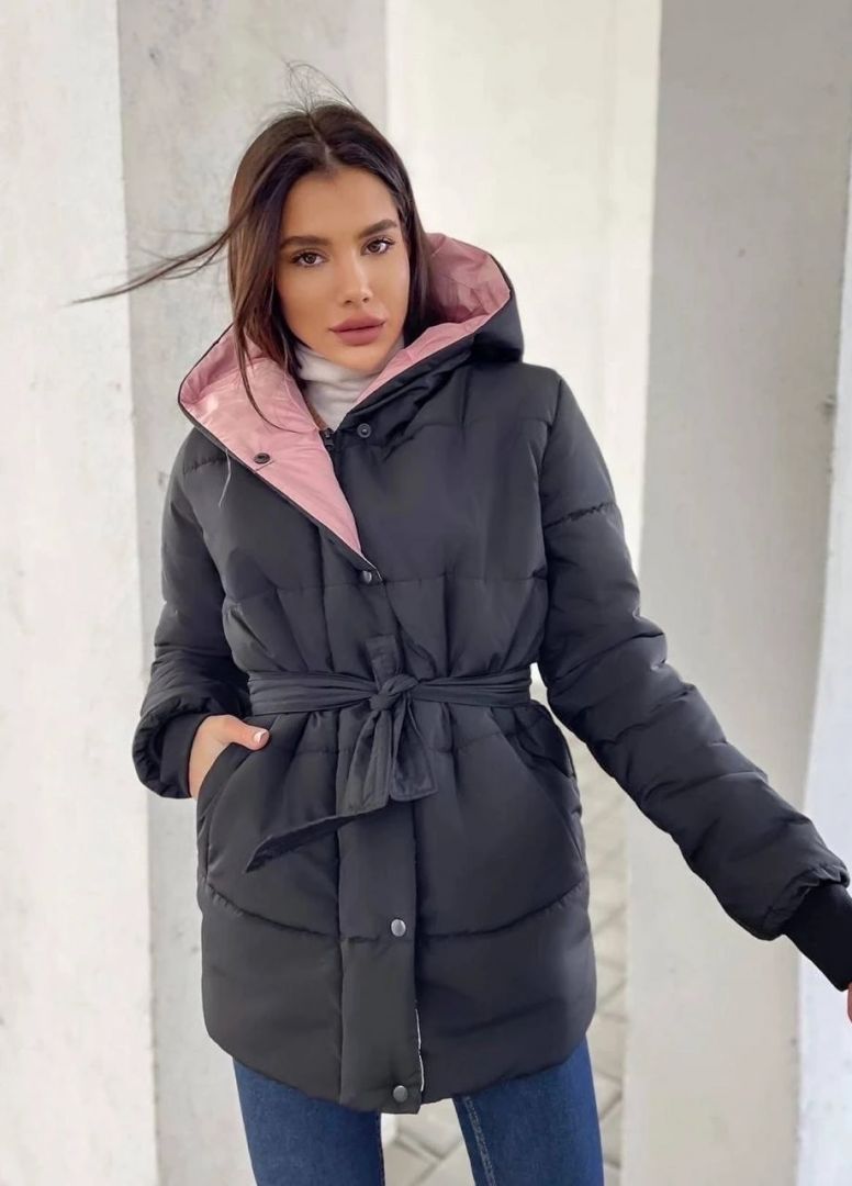 Стильна чорна зимова жіноча пуховик No Brand